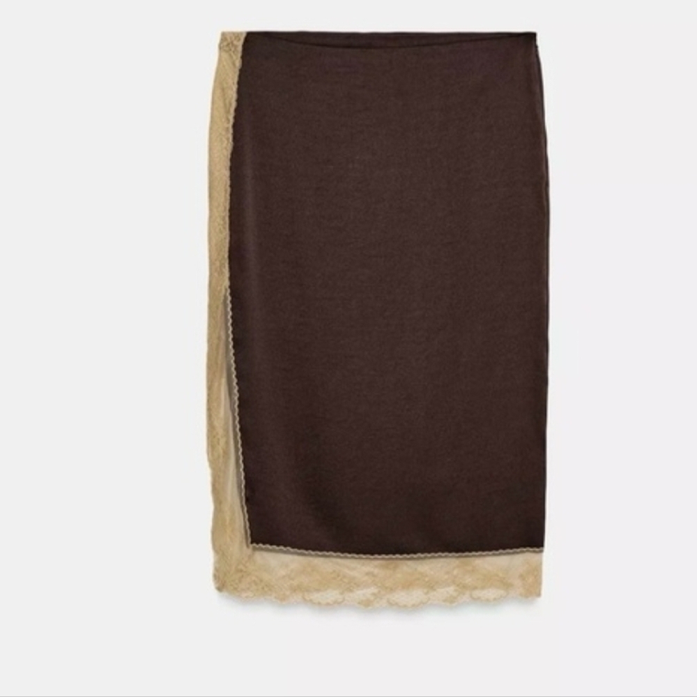 Sz S, M NWT ZARA LACE MIDI SKIRT ZW COLLECTION - Picture 2 of 5